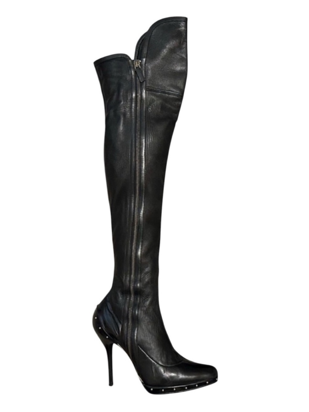 GUCCI TOM FORD FW 2003 Runway Studded Black Leather OTK Archival Boots 37.5